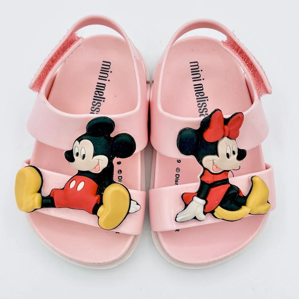 Mini Melissa Kids Play Mickey & Minnie Sandal 5 Pink Disney Summer Vacation Shoe
